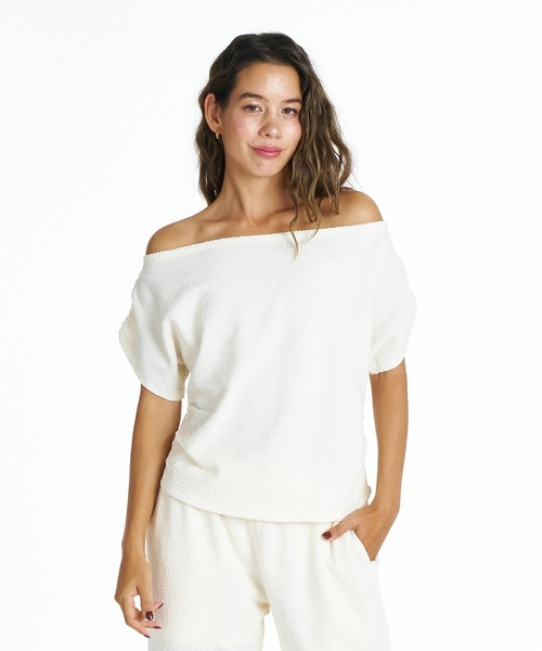 ROXY(ロキシー)の「ROXY SUNSET BREEZE TOPS オフショルダーニット 【2026年夏モデル】/ロキシーオフショルニット(ニット/セーター・レディース・ナチュラル/ブラック/グリーン・LARGE/MEDIUM/SMALL)」の1枚目の写真