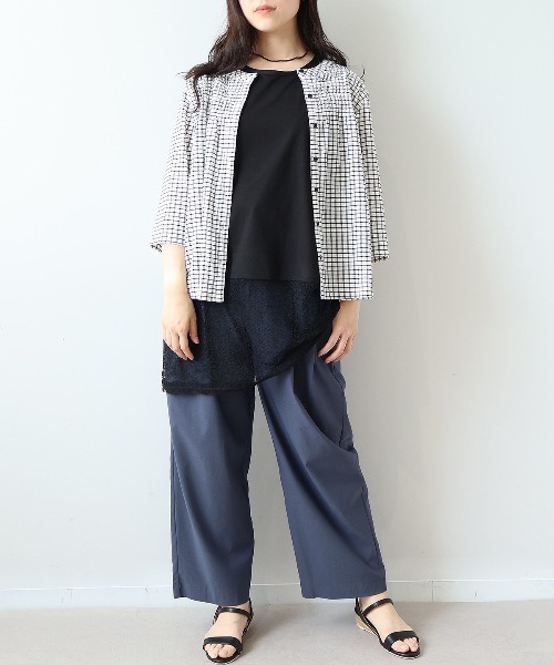 leswel(レスウェル)の「【M~5L】【2WAY/UVカット】シャーリングニットカーディガン(カーディガン/ボレロ・レディース・グリーン/チャコールグレー/オフホワイト・M/L/LL/3L/4L/5L)」の8枚目の写真