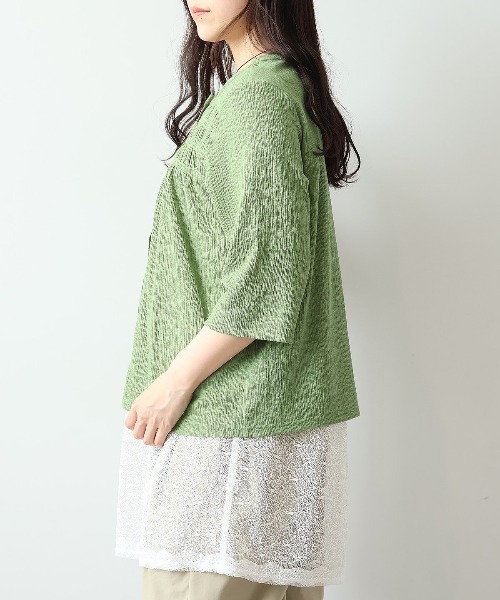 leswel(レスウェル)の「【M~5L】【2WAY/UVカット】シャーリングニットカーディガン(カーディガン/ボレロ・レディース・グリーン/チャコールグレー/オフホワイト・M/L/LL/3L/4L/5L)」の18枚目の写真