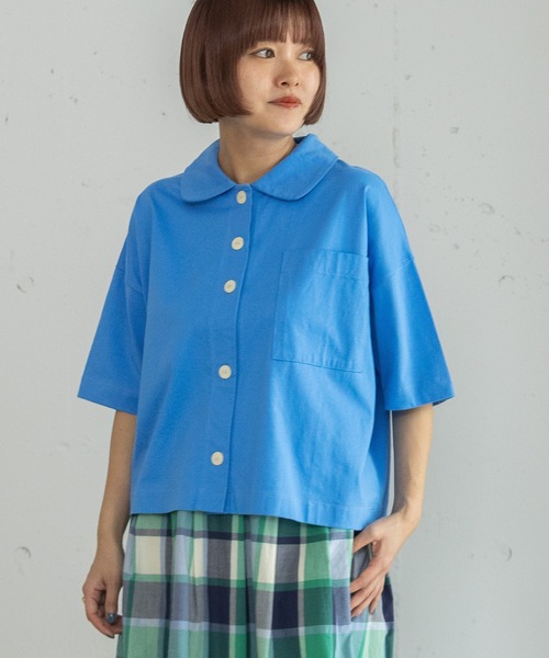 POU DOU DOU(プードゥドゥ)の「衿つき羽織りトップス(Tシャツ/カットソー・レディース・ブラウン/ブルー/オフホワイト・3)」の1枚目の写真