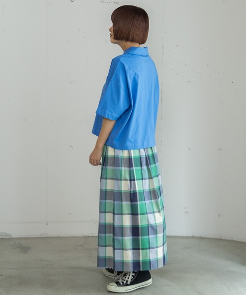 POU DOU DOU(プードゥドゥ)の「衿つき羽織りトップス(Tシャツ/カットソー・レディース・ブラウン/ブルー/オフホワイト・3)」の6枚目の写真