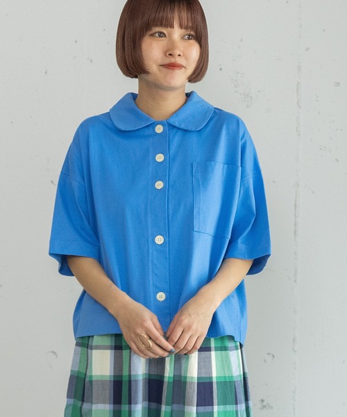 POU DOU DOU(プードゥドゥ)の「衿つき羽織りトップス(Tシャツ/カットソー・レディース・ブラウン/ブルー/オフホワイト・3)」の7枚目の写真