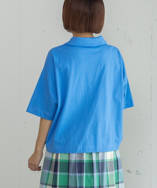 POU DOU DOU(プードゥドゥ)の「衿つき羽織りトップス(Tシャツ/カットソー・レディース・ブラウン/ブルー/オフホワイト・3)」の9枚目の写真