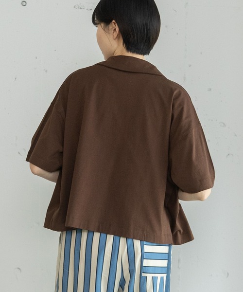 POU DOU DOU(プードゥドゥ)の「衿つき羽織りトップス(Tシャツ/カットソー・レディース・ブラウン/ブルー/オフホワイト・3)」の19枚目の写真