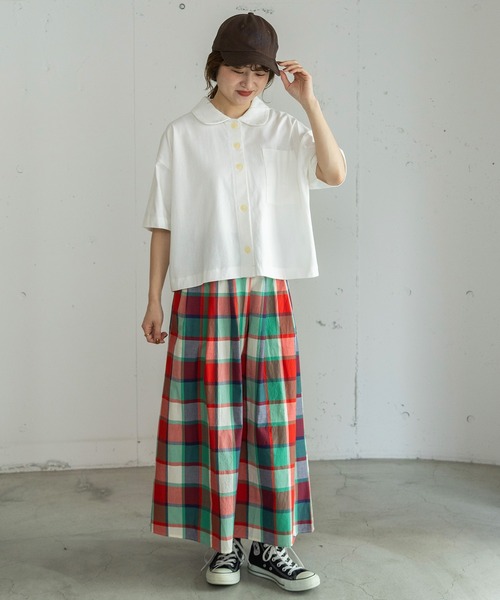 POU DOU DOU(プードゥドゥ)の「衿つき羽織りトップス(Tシャツ/カットソー・レディース・ブラウン/ブルー/オフホワイト・3)」の21枚目の写真