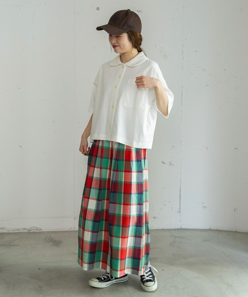 POU DOU DOU(プードゥドゥ)の「衿つき羽織りトップス(Tシャツ/カットソー・レディース・ブラウン/ブルー/オフホワイト・3)」の22枚目の写真