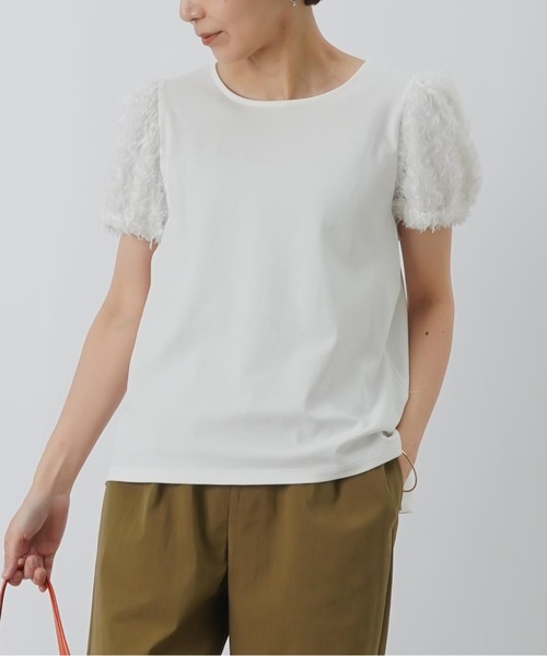 LUCA/LADY LUCK LUCA（ルカ/レディラックルカ）の「LC/LLL テープ刺繍パフプルオーバー（Tシャツ/カットソー・レディース・オフホワイト/ライトブルー/ベージュ・FREE）」の4枚目の写真