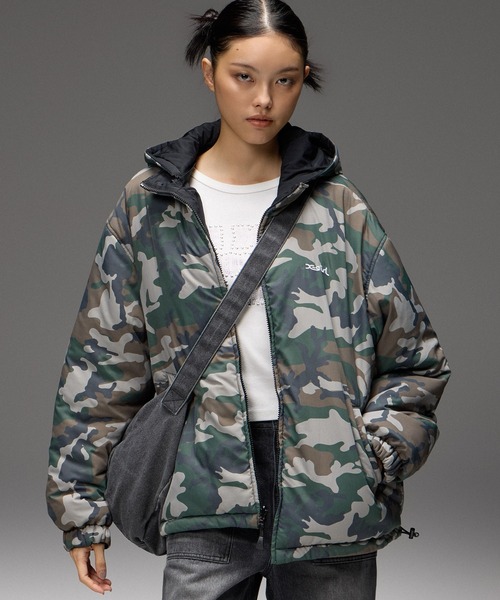 X-girl(エックスガール)の「FACE EMBROIDERED PATCH REVERSIBLE JACKET(その他アウター・レディース・ネイビー/ブラック/オリーブ・S/M)」の4枚目の写真