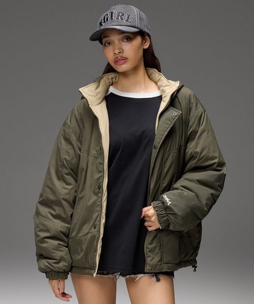 X-girl(エックスガール)の「FACE EMBROIDERED PATCH REVERSIBLE JACKET(その他アウター・レディース・ネイビー/ブラック/オリーブ・S/M)」の7枚目の写真