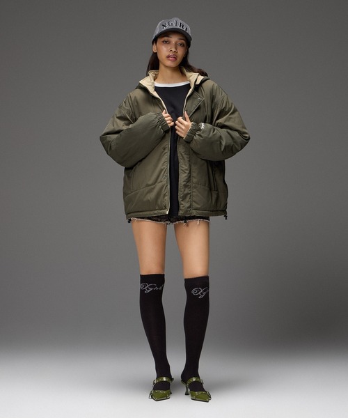 X-girl(エックスガール)の「FACE EMBROIDERED PATCH REVERSIBLE JACKET(その他アウター・レディース・ネイビー/ブラック/オリーブ・S/M)」の8枚目の写真