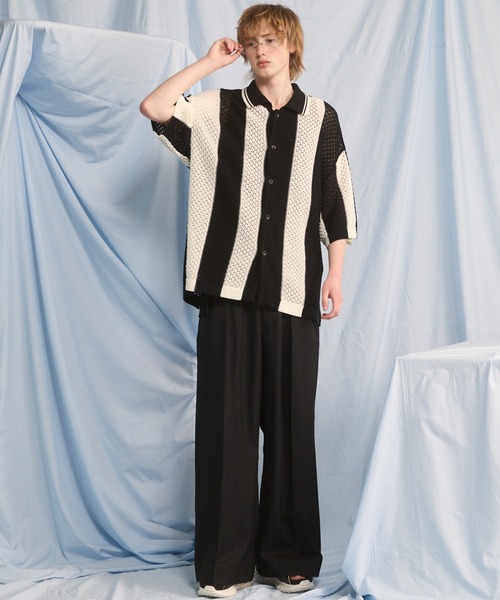 MAISON SPECIAL(メゾンスペシャル)の「《UNISEX》Airy Striped Gabardine Prime-Wide Two-tuck Pants/エアリーストライプギャバジンプライムワイドツータックパンツ【MAISON SPECIAL/メゾンスペシャル】■セットアップ対応■(スラックス・メンズ・チャコールグレー/グレイッシュベージュ/ブラック・2/1/0)」の7枚目の写真