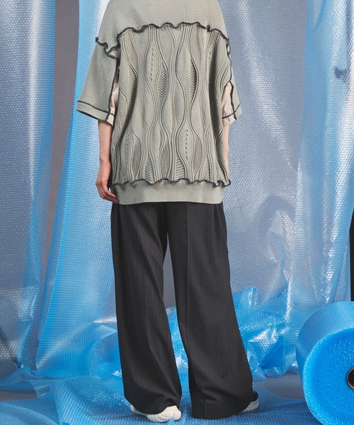 MAISON SPECIAL(メゾンスペシャル)の「《UNISEX》Airy Striped Gabardine Prime-Wide Two-tuck Pants/エアリーストライプギャバジンプライムワイドツータックパンツ【MAISON SPECIAL/メゾンスペシャル】■セットアップ対応■(スラックス・メンズ・チャコールグレー/グレイッシュベージュ/ブラック・2/1/0)」の14枚目の写真