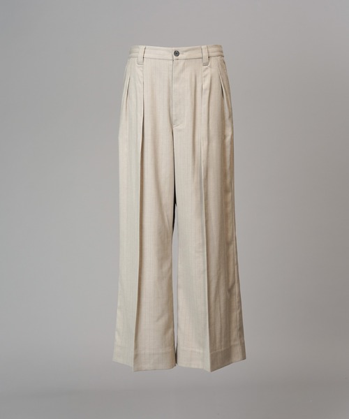 MAISON SPECIAL(メゾンスペシャル)の「《UNISEX》Airy Striped Gabardine Prime-Wide Two-tuck Pants/エアリーストライプギャバジンプライムワイドツータックパンツ【MAISON SPECIAL/メゾンスペシャル】■セットアップ対応■(スラックス・メンズ・チャコールグレー/グレイッシュベージュ/ブラック・2/1/0)」の22枚目の写真