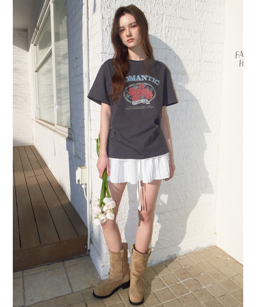 ETMON（エトモン）の「Romantic Graphic T-Shirt, Charcoal（Tシャツ/カットソー・レディース・その他・F）」の6枚目の写真