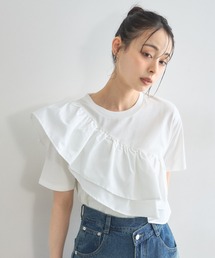 【汗染み防止加工】タスキフリルTシャツ