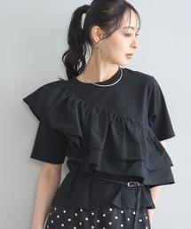 【汗染み防止加工】タスキフリルTシャツ