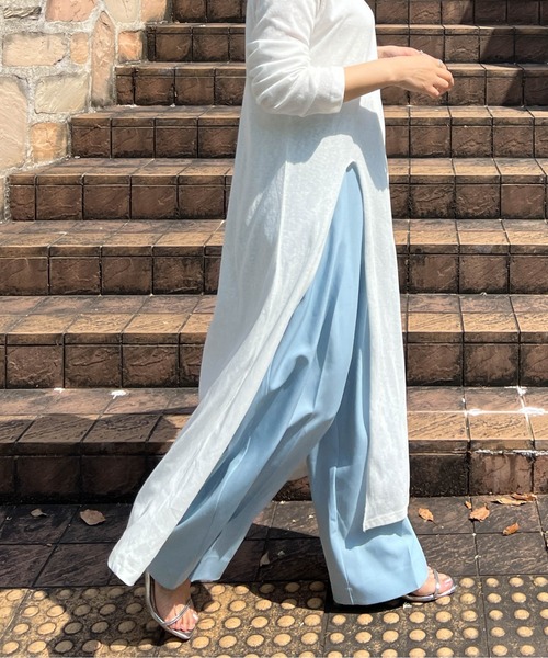 CURA CLOSET(キュラ クローゼット)の「【loverara.loverara コラボ】シアーハイスリットワンピース(ワンピース・レディース・ホワイト/ブラック・フリー)」の17枚目の写真