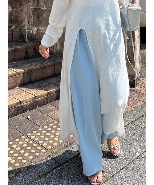 CURA CLOSET(キュラ クローゼット)の「【loverara.loverara コラボ】シアーハイスリットワンピース(ワンピース・レディース・ホワイト/ブラック・フリー)」の20枚目の写真