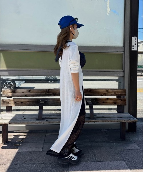 CURA CLOSET(キュラ クローゼット)の「【loverara.loverara コラボ】シアーハイスリットワンピース(ワンピース・レディース・ホワイト/ブラック・フリー)」の8枚目の写真