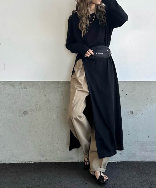 CURA CLOSET(キュラ クローゼット)の「【loverara.loverara コラボ】シアーハイスリットワンピース(ワンピース・レディース・ホワイト/ブラック・フリー)」の14枚目の写真