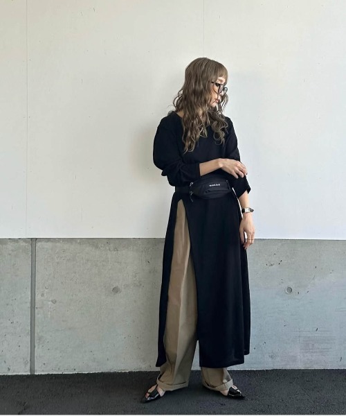 CURA CLOSET(キュラ クローゼット)の「【loverara.loverara コラボ】シアーハイスリットワンピース(ワンピース・レディース・ホワイト/ブラック・フリー)」の15枚目の写真