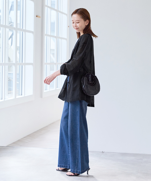 U by SPICK&SPAN(ユーバイスピックアンドスパン)の「《追加2》シアーオーバージャケット(テーラードジャケット・レディース・ホワイト/ブラック/サックスブルー・38/36)」の8枚目の写真