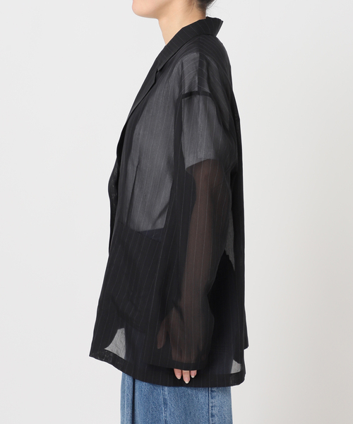 U by SPICK&SPAN(ユーバイスピックアンドスパン)の「《追加2》シアーオーバージャケット(テーラードジャケット・レディース・ホワイト/ブラック/サックスブルー・38/36)」の21枚目の写真