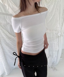 ワン オフショルダー 無地 半袖 Tシャツ