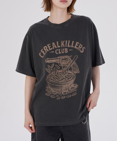 DYSFUNCT(ディスファンクト)の「CEREAL KILLERS PIGMENT T-SHIRT(CHARCOAL)(Tシャツ/カットソー・メンズ・その他・SMALL/MEDIUM/LARGE/X-LARGE)」の3枚目の写真