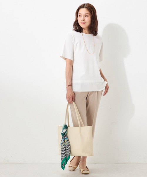 GALLORIA(ギャローリア)の「【接触冷感】裾シアープルオーバー(Tシャツ/カットソー・レディース・ネイビー/グレー/ホワイト・LL/L/M/S)」の13枚目の写真