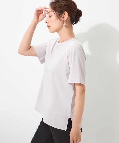 GALLORIA(ギャローリア)の「【接触冷感】裾シアープルオーバー(Tシャツ/カットソー・レディース・ネイビー/グレー/ホワイト・LL/L/M/S)」の11枚目の写真