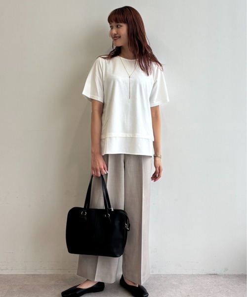 GALLORIA(ギャローリア)の「【接触冷感】裾シアープルオーバー(Tシャツ/カットソー・レディース・ネイビー/グレー/ホワイト・LL/L/M/S)」の14枚目の写真