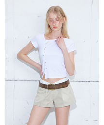 Pearl Button T-Shirt, White