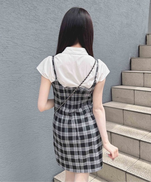 INGNI(イング)の「シャツ+ジャンスカ/セット(ジャンパースカート・レディース・ホワイト×ブラック/ホワイト系その他4・M)」の7枚目の写真
