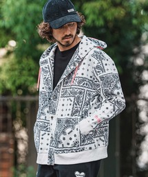 felkod | mpa4149- Bandana Print Snap Front Scuba Hoodie スナップパーカー(F26A010)(パーカー)