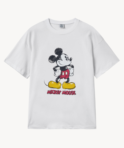VTWO(ブイツー)の「ヴィンテージピグメントダメージウォッシング _ミッキー_ Tシャツ (ホワイト)(Tシャツ/カットソー・レディース・その他・LARGE/MEDIUM)」の1枚目の写真