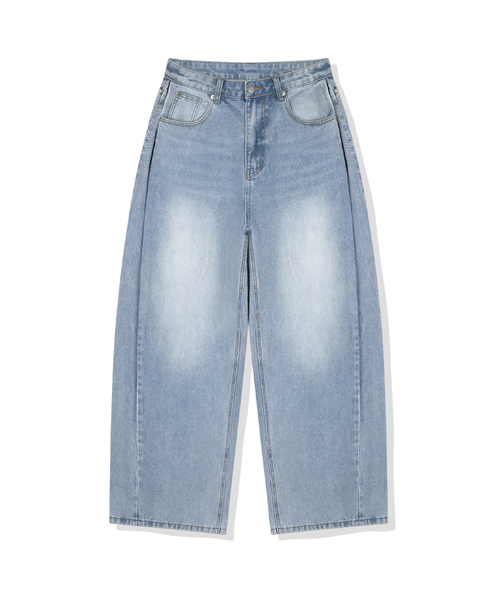 BASIC LABEL（ベーシックラベル）の「Drop side pintuck washed denim pants 6 Color [BLBD_4501]（デニムパンツ・レディース・グレー/マルチ/ライトブルー/ブラック/エメラルドブルー/ダークブルー・X-SMALL/SMALL/X-LARGE/LARGE/MEDIUM）」の4枚目の写真