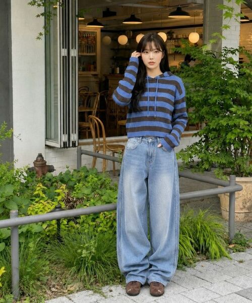 BASIC LABEL（ベーシックラベル）の「Drop side pintuck washed denim pants 6 Color [BLBD_4501]（デニムパンツ・レディース・グレー/マルチ/ライトブルー/ブラック/エメラルドブルー/ダークブルー・X-SMALL/SMALL/X-LARGE/LARGE/MEDIUM）」の16枚目の写真