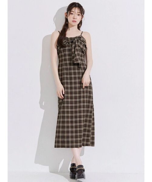 MERCURYDUO(マーキュリーデュオ)の「フロントリボンキャミワンピース(ワンピース・レディース・その他1/ベビーピンク/ブラウン/ベージュ・FREE)」の5枚目の写真