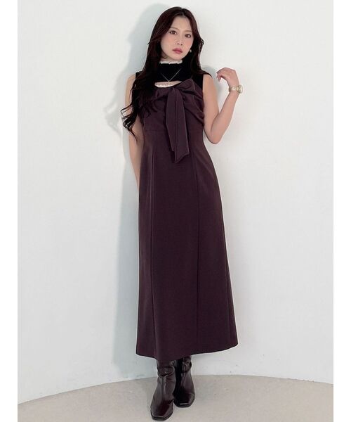 MERCURYDUO(マーキュリーデュオ)の「フロントリボンキャミワンピース(ワンピース・レディース・その他1/ベビーピンク/ブラウン/ベージュ・FREE)」の6枚目の写真