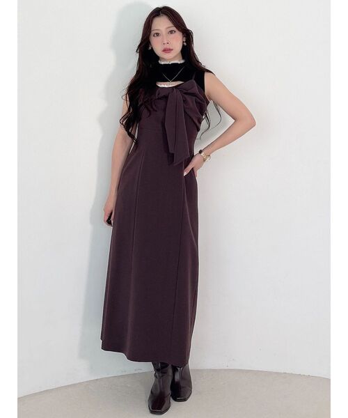 MERCURYDUO(マーキュリーデュオ)の「フロントリボンキャミワンピース(ワンピース・レディース・その他1/ベビーピンク/ブラウン/ベージュ・FREE)」の7枚目の写真