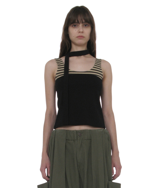 PARTIMENTO WOMEN(パルティメントウィメン)の「ディタッチャブルタイネックスリーブレストップ_ブラック(Tシャツ/カットソー・レディース・その他・SMALL/MEDIUM)」の1枚目の写真