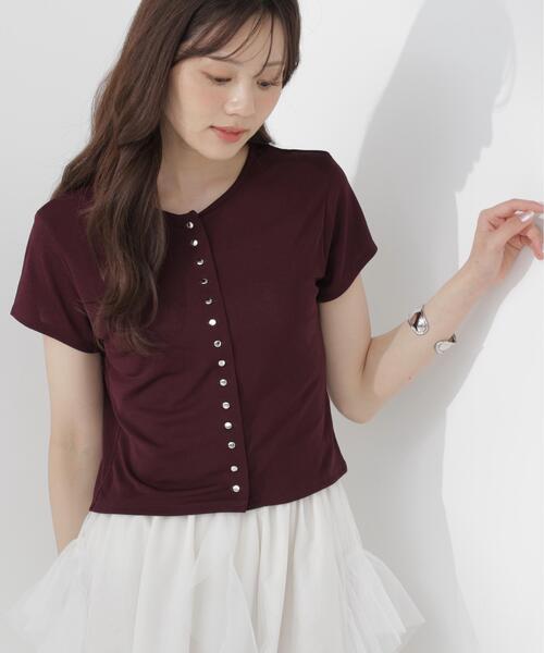 PROPORTION BODY DRESSING(プロポーションボディドレッシング)の「<a>テクスチャーカーディガン / 1216269700(Tシャツ/カットソー・レディース・ボルドー/ホワイト/レッド・FREE)」の3枚目の写真