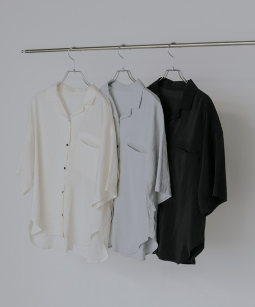 lit(リット)の「Pocket Open Collar Shirt(シャツ/ブラウス・レディース・アイボリー/ブラック/ライトブルーグレー・FREE)」の1枚目の写真