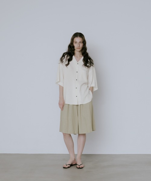 lit(リット)の「Pocket Open Collar Shirt(シャツ/ブラウス・レディース・アイボリー/ブラック/ライトブルーグレー・FREE)」の7枚目の写真