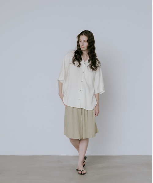lit(リット)の「Pocket Open Collar Shirt(シャツ/ブラウス・レディース・アイボリー/ブラック/ライトブルーグレー・FREE)」の10枚目の写真