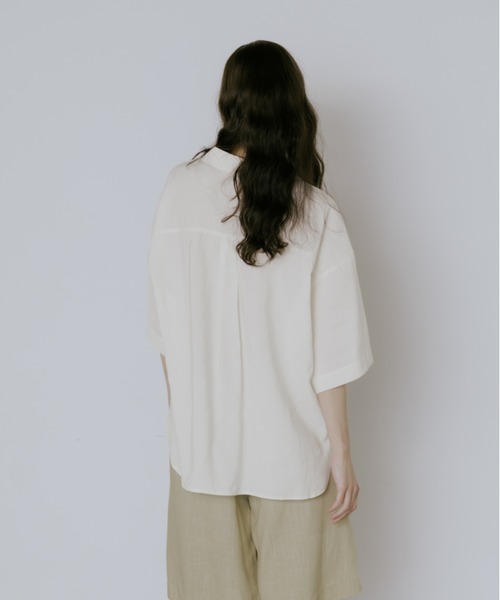 lit(リット)の「Pocket Open Collar Shirt(シャツ/ブラウス・レディース・アイボリー/ブラック/ライトブルーグレー・FREE)」の6枚目の写真