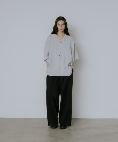 lit(リット)の「Pocket Open Collar Shirt(シャツ/ブラウス・レディース・アイボリー/ブラック/ライトブルーグレー・FREE)」の12枚目の写真
