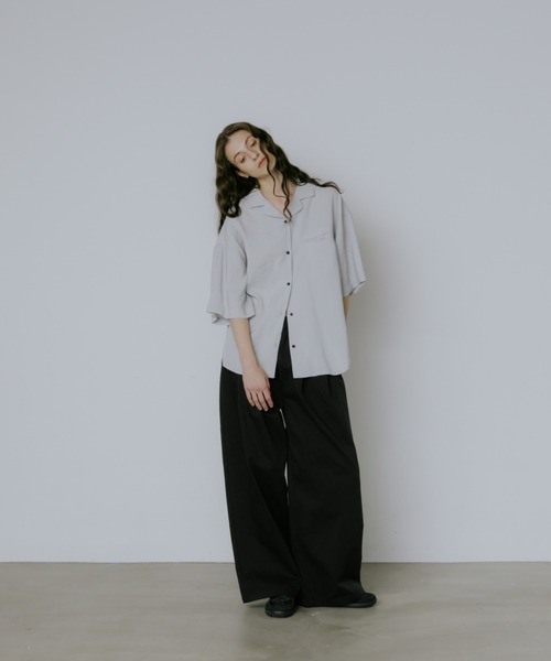 lit(リット)の「Pocket Open Collar Shirt(シャツ/ブラウス・レディース・アイボリー/ブラック/ライトブルーグレー・FREE)」の14枚目の写真