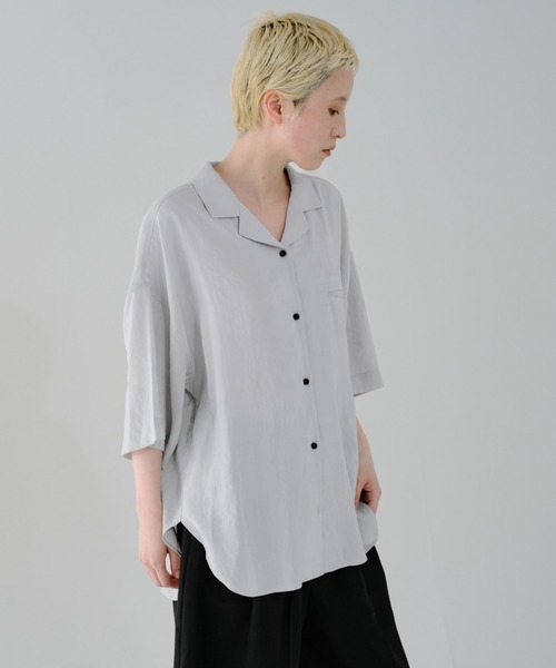 lit(リット)の「Pocket Open Collar Shirt(シャツ/ブラウス・レディース・アイボリー/ブラック/ライトブルーグレー・FREE)」の17枚目の写真